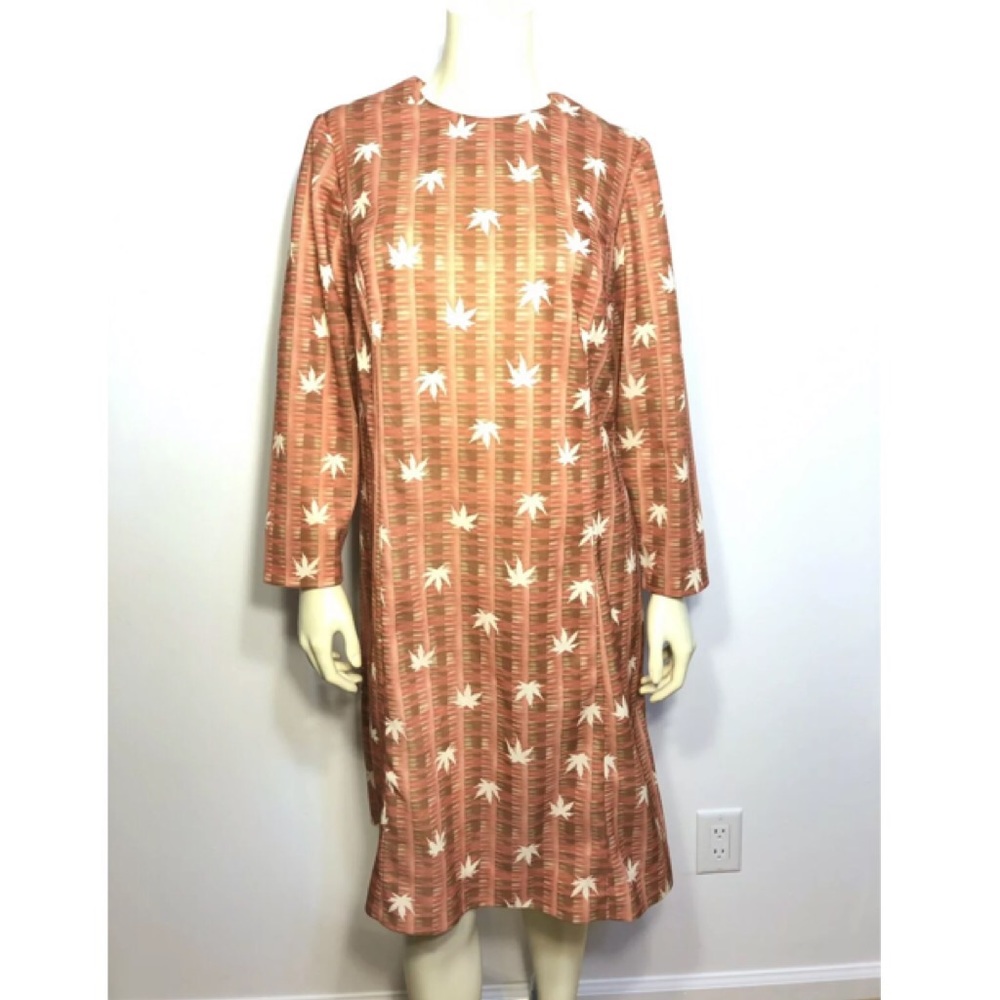 Vtg 60s 70s Berkshire B-Tween Dress Mod Retro Leaf 6 - 8